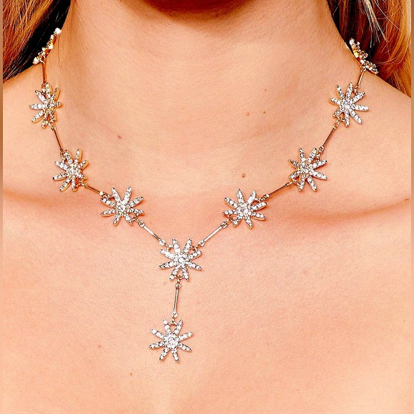 Nasty Gal Star of the Show Diamante Drop Necklace - Picture 1 of 5